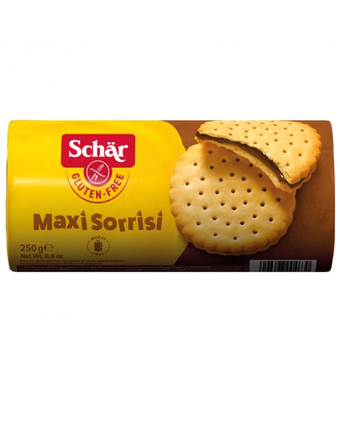 Μπισκότα 'Maxi Sorrisi' με γέμιση Κακάο Χωρίς Γλουτένη (250γρ)